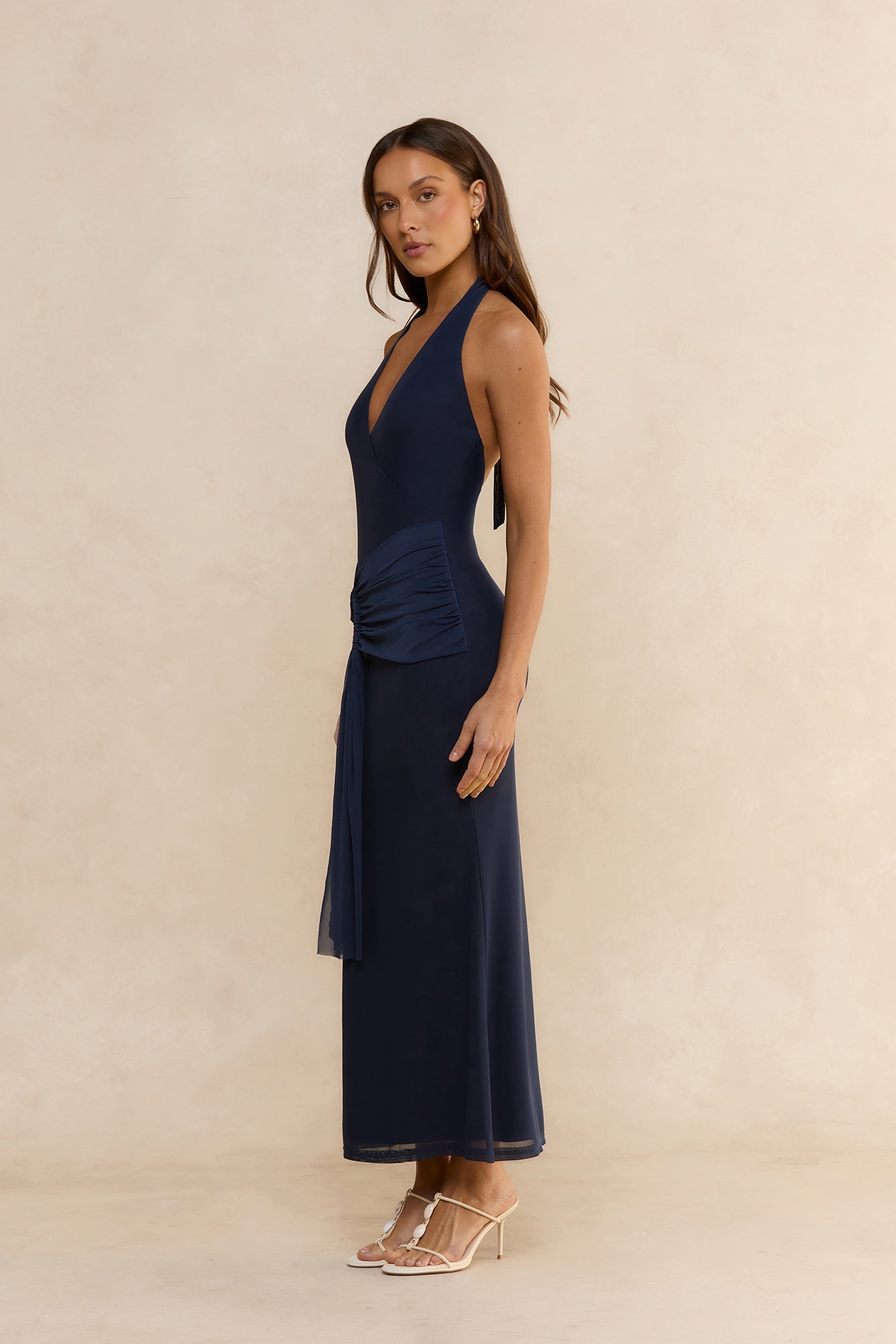 Starlight Dreams Halter Maxi Dress Navy