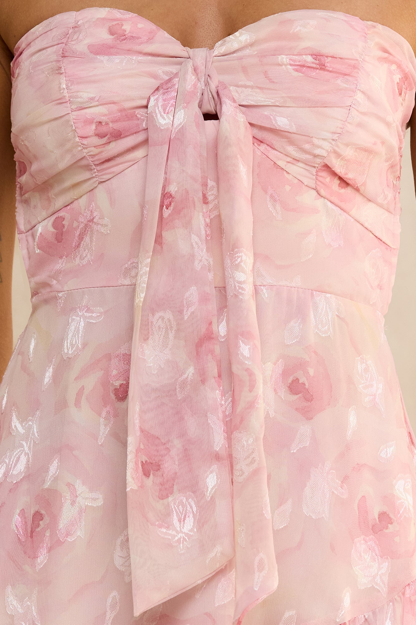 Social Stride Tie Front Maxi Dress Pink