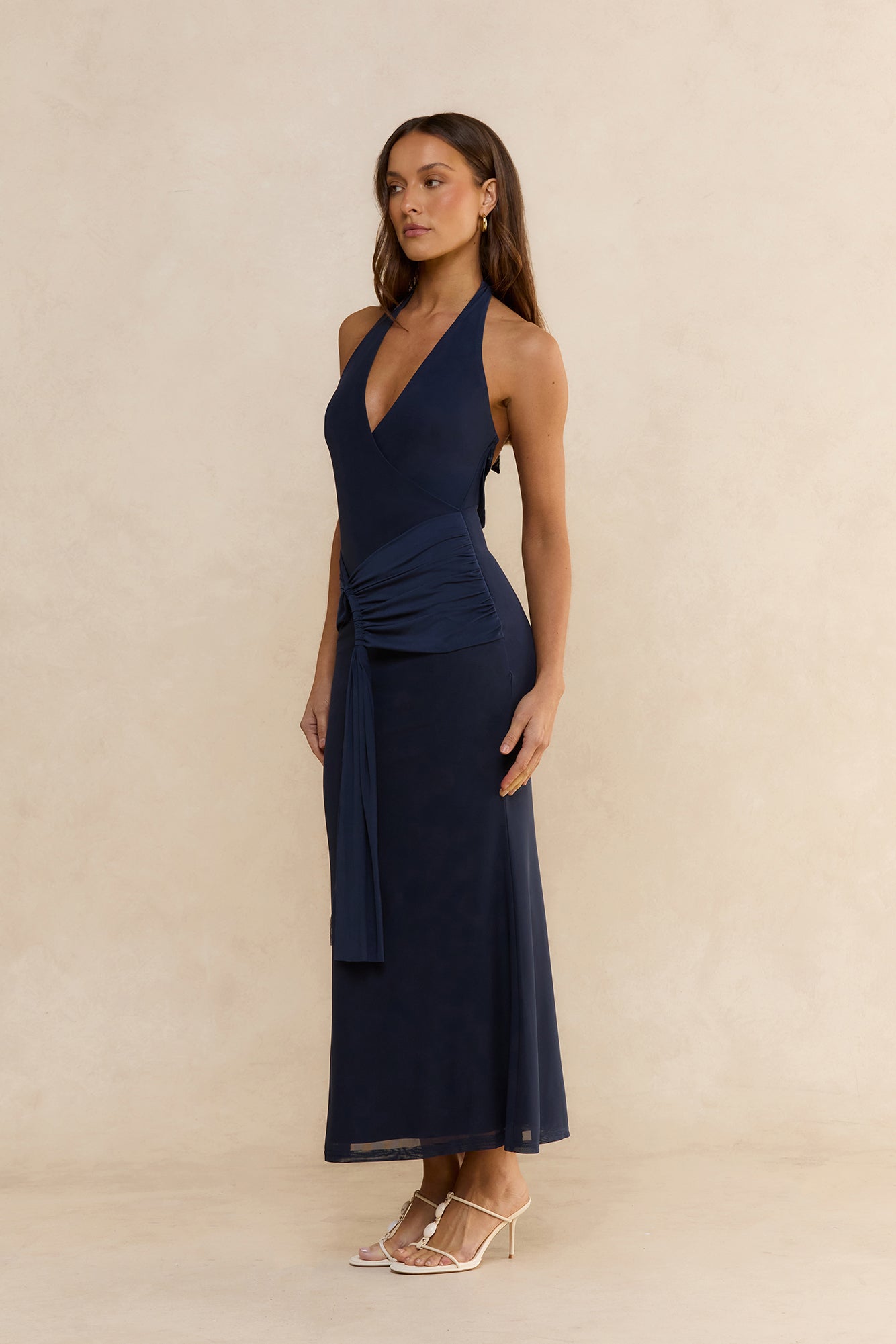 Starlight Dreams Halter Maxi Dress Navy