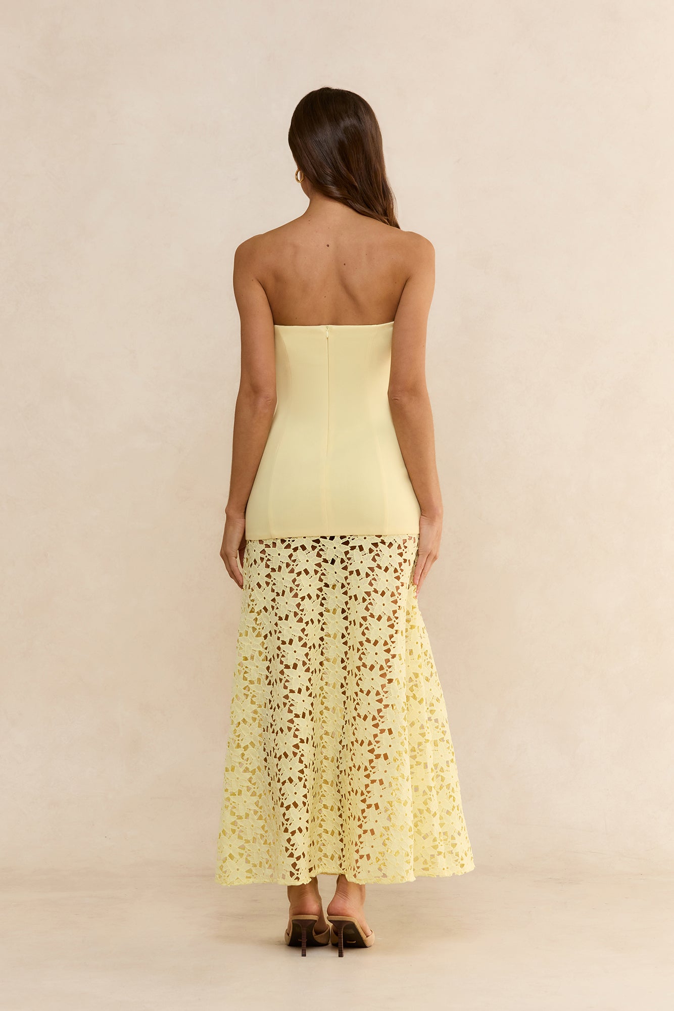Noir Enchantment Strapless Maxi Dress Yellow