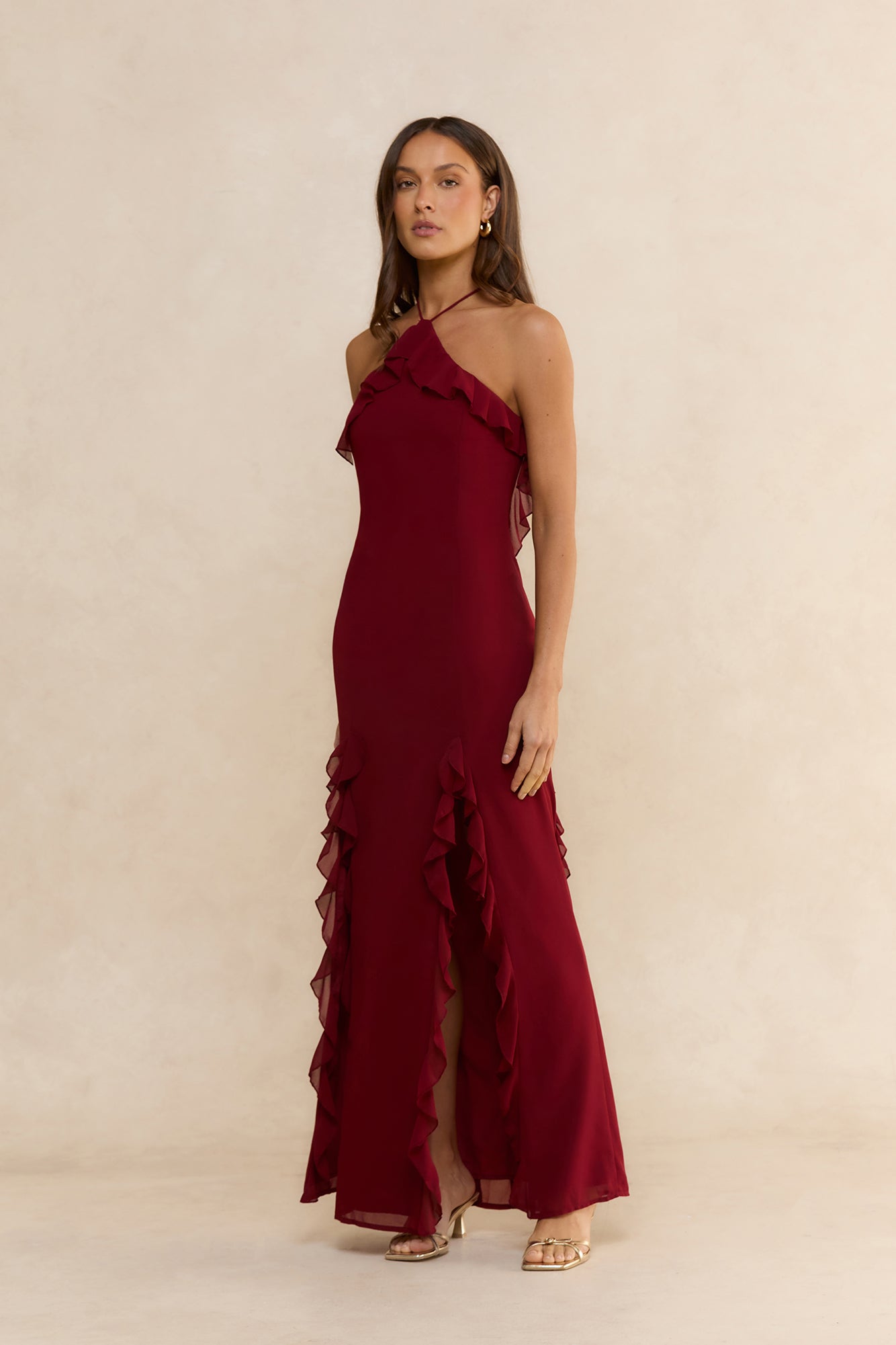 Showstopper Nights Maxi Dress Wine