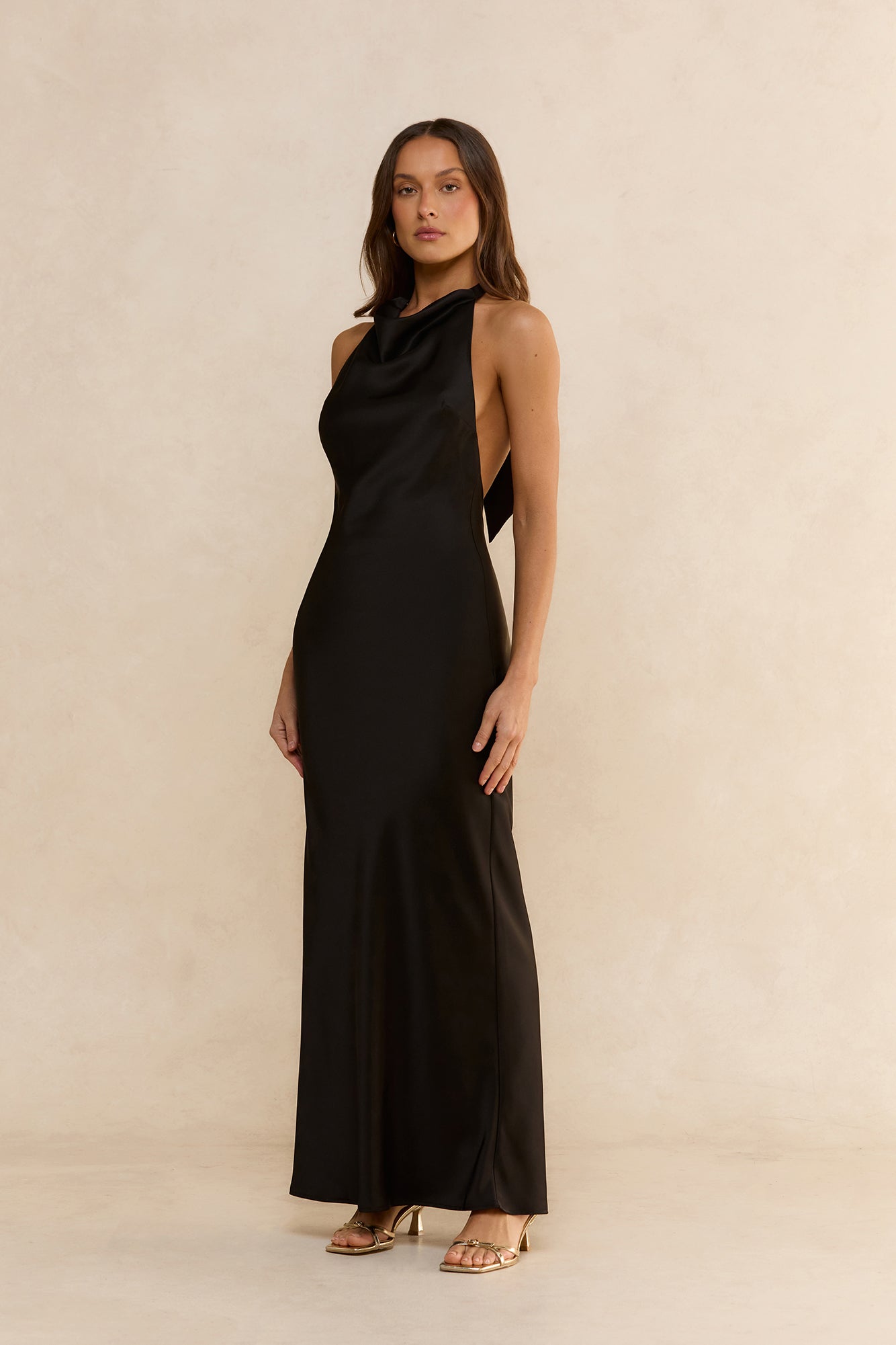 The Only Formal Halter Satin Maxi Dress Black