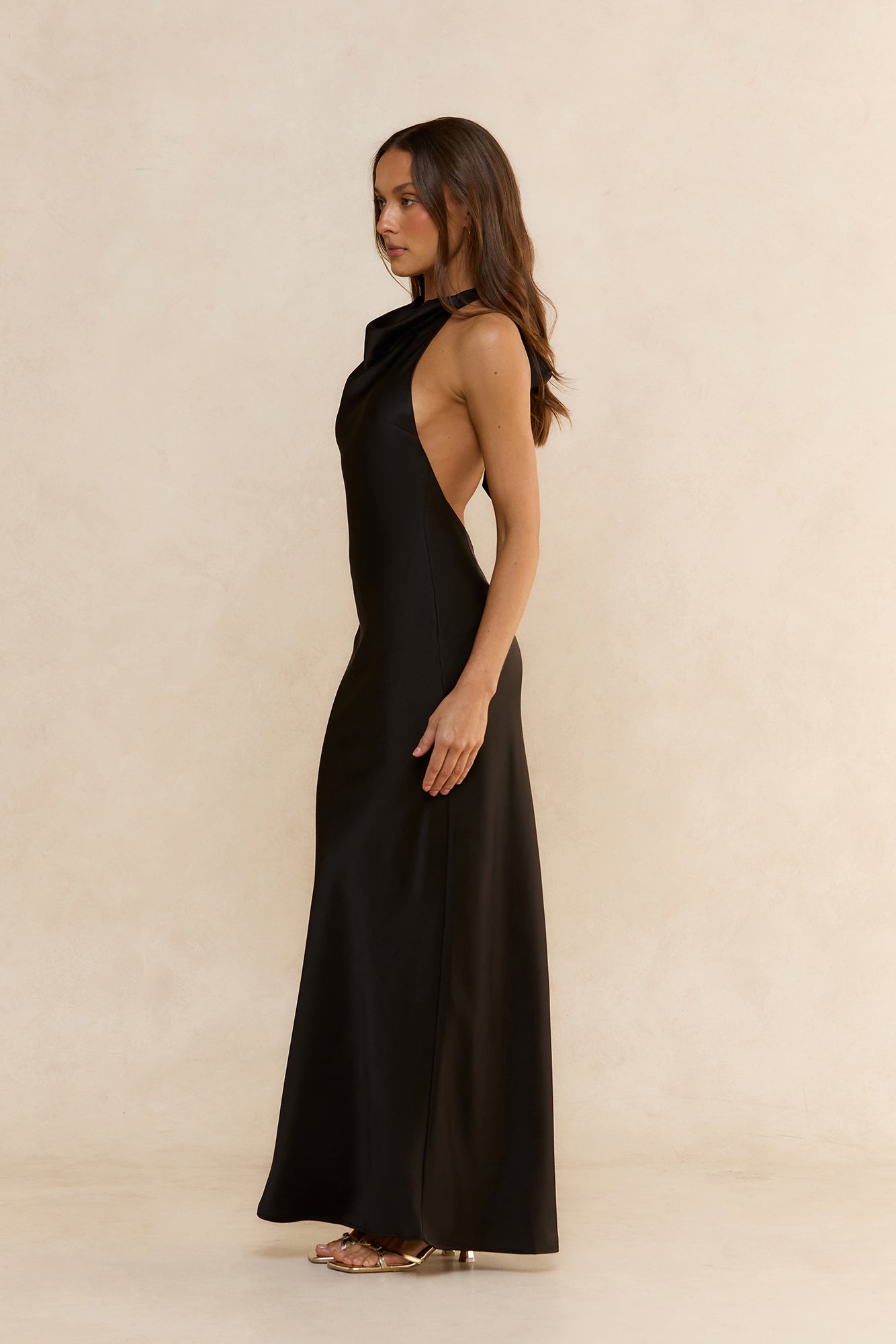 The Only Formal Halter Satin Maxi Dress Black