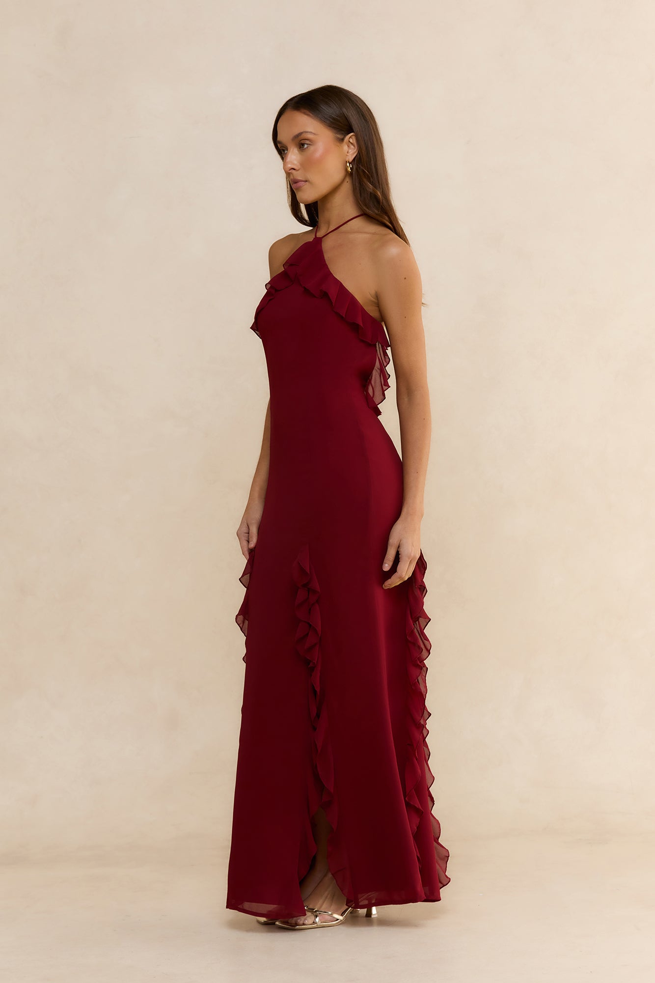 Showstopper Nights Maxi Dress Wine