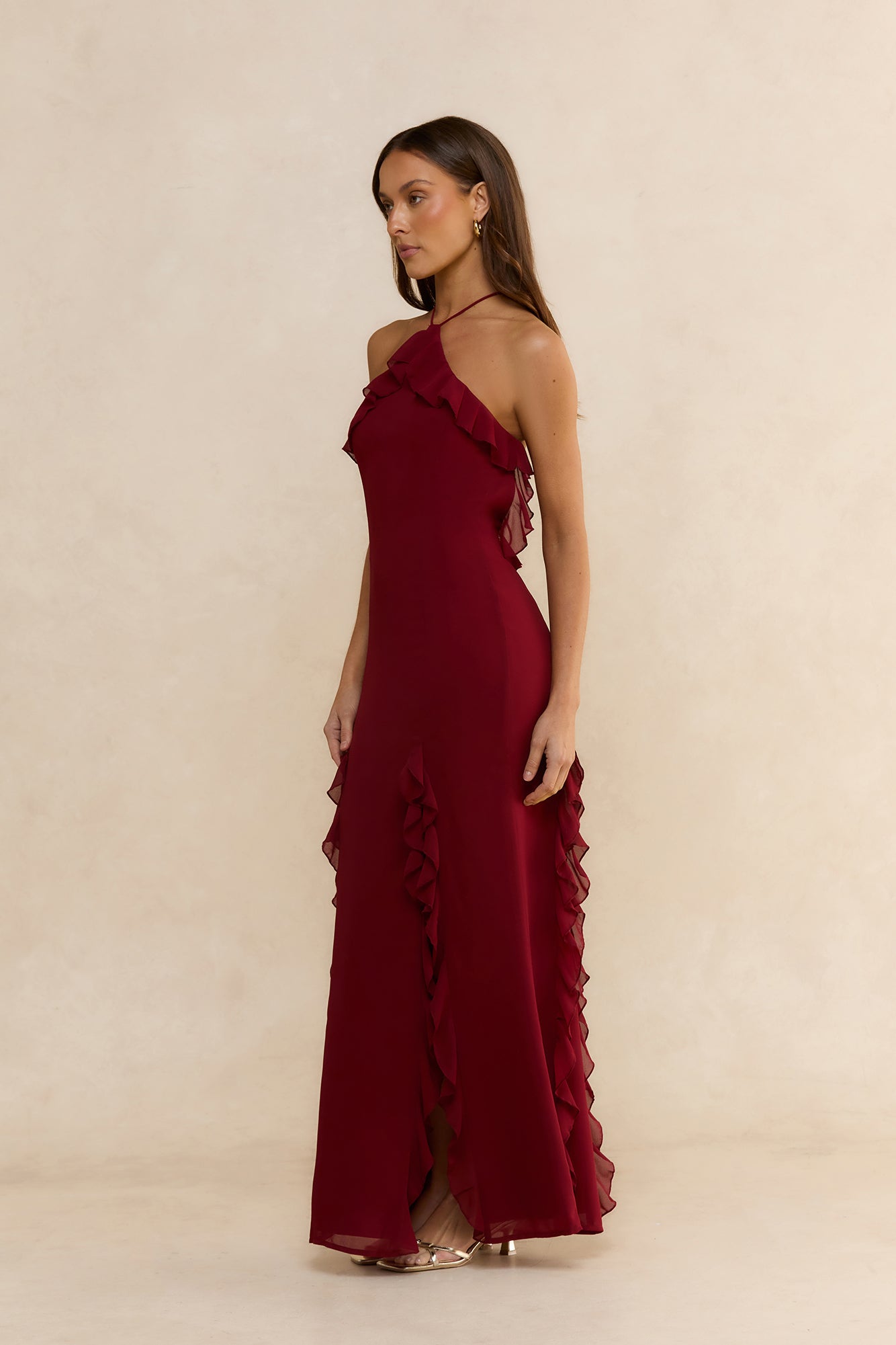 Showstopper Nights Maxi Dress Wine