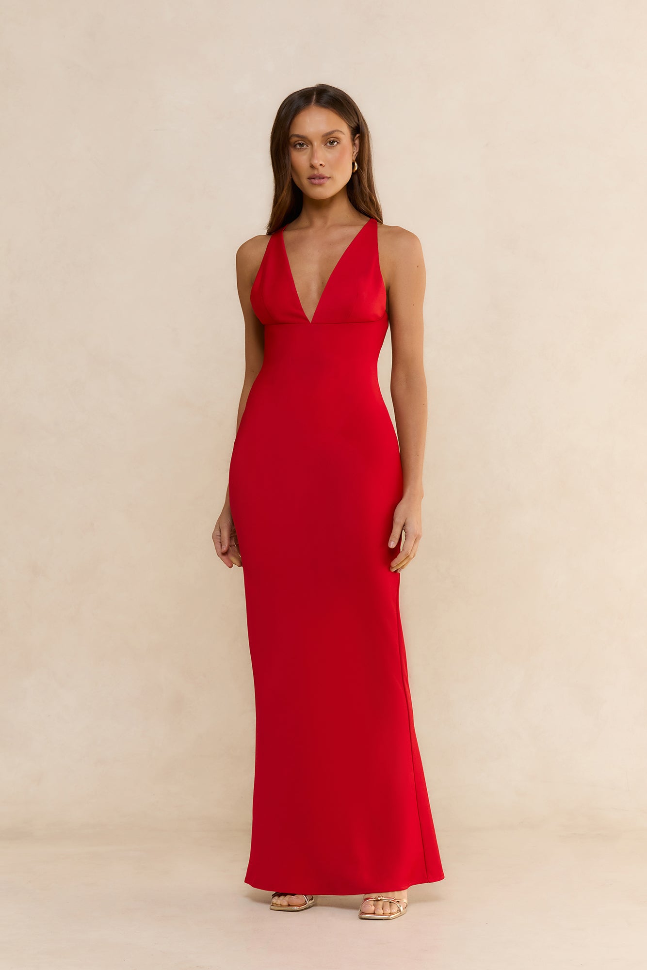 Midnight Luxe Satin Maxi Dress Red