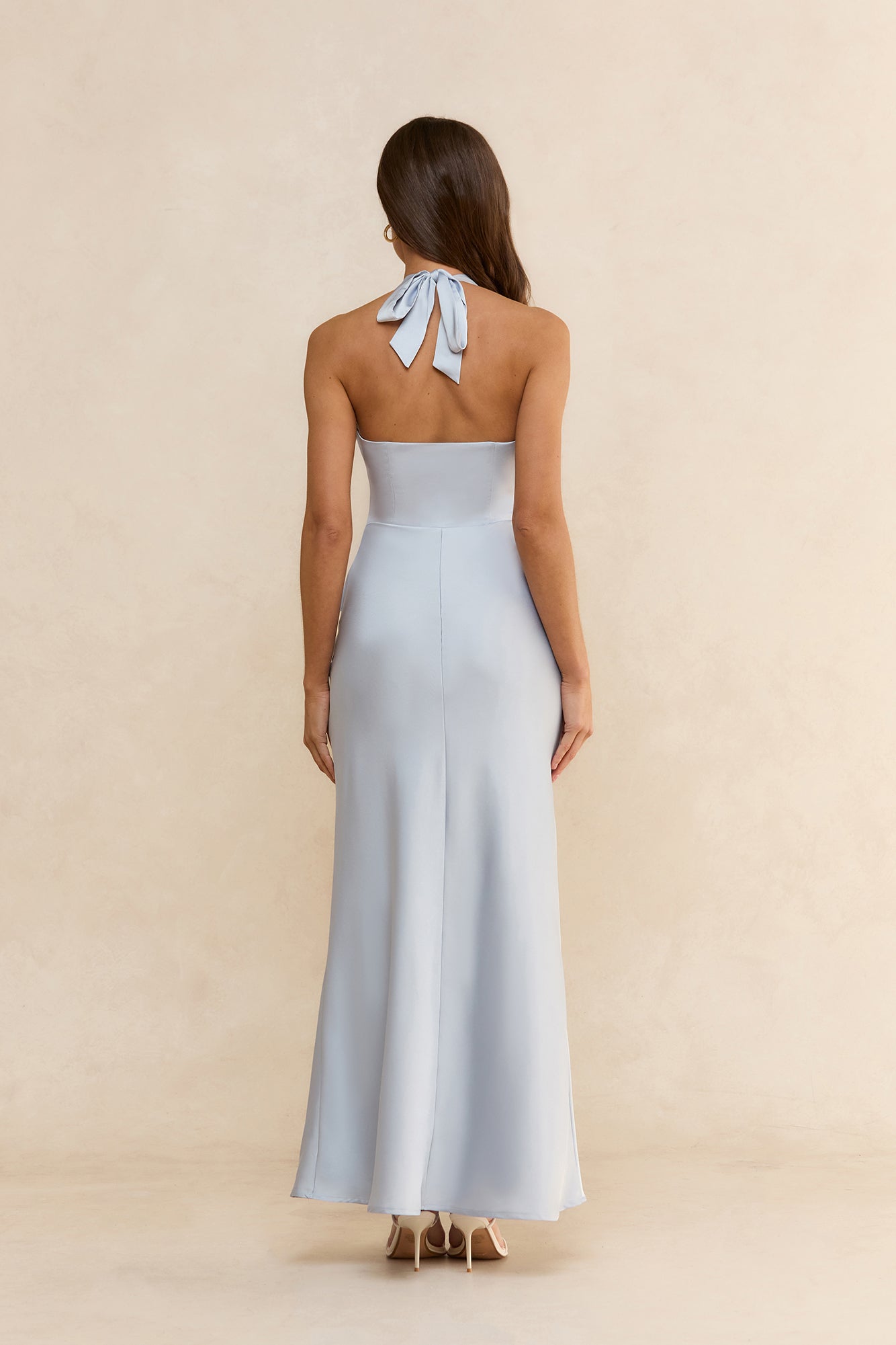 Charm Of Yours Satin Halter Maxi Dress Blue