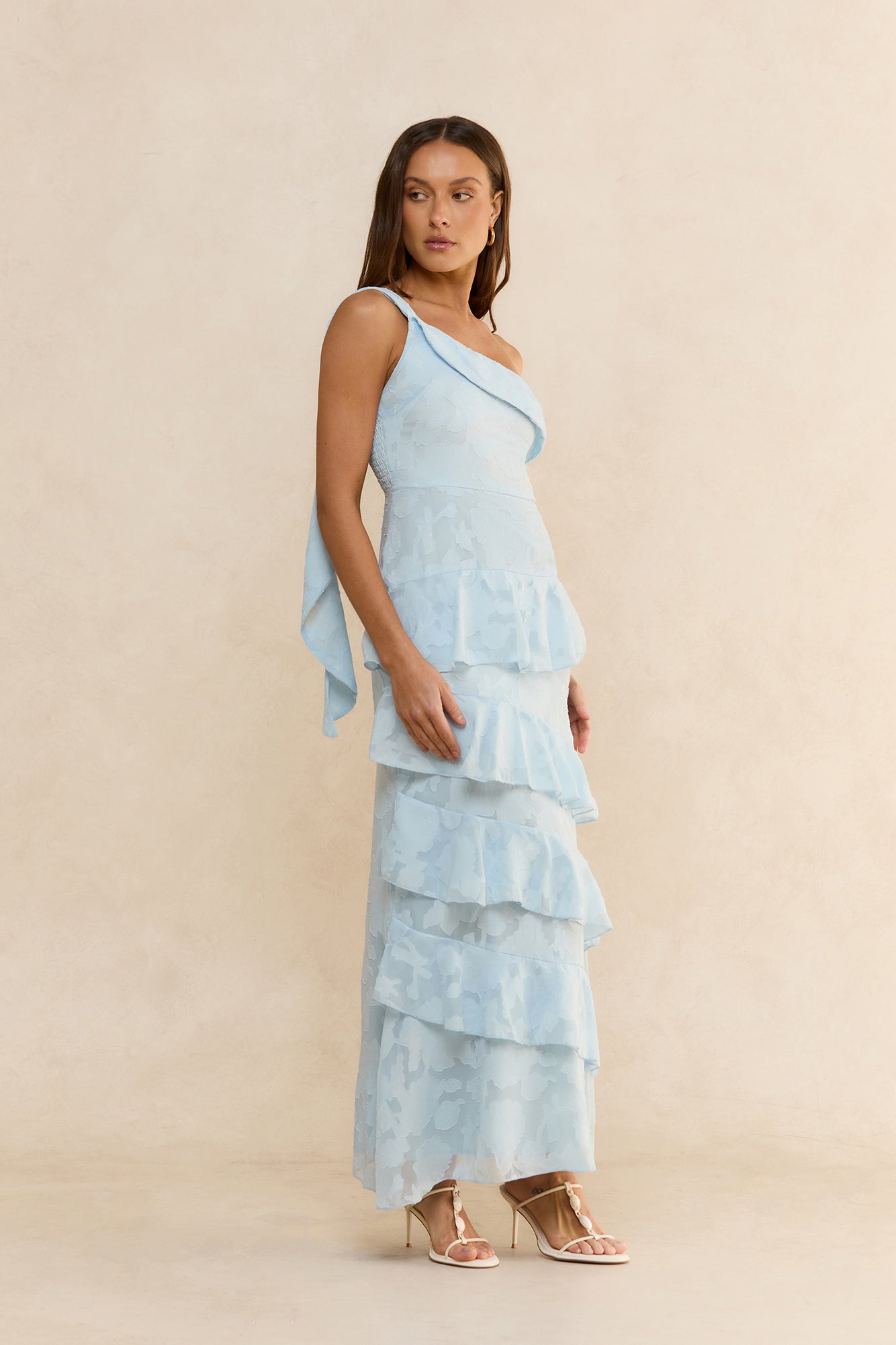 Hearts In Tune One Shoulder Maxi Dress Blue