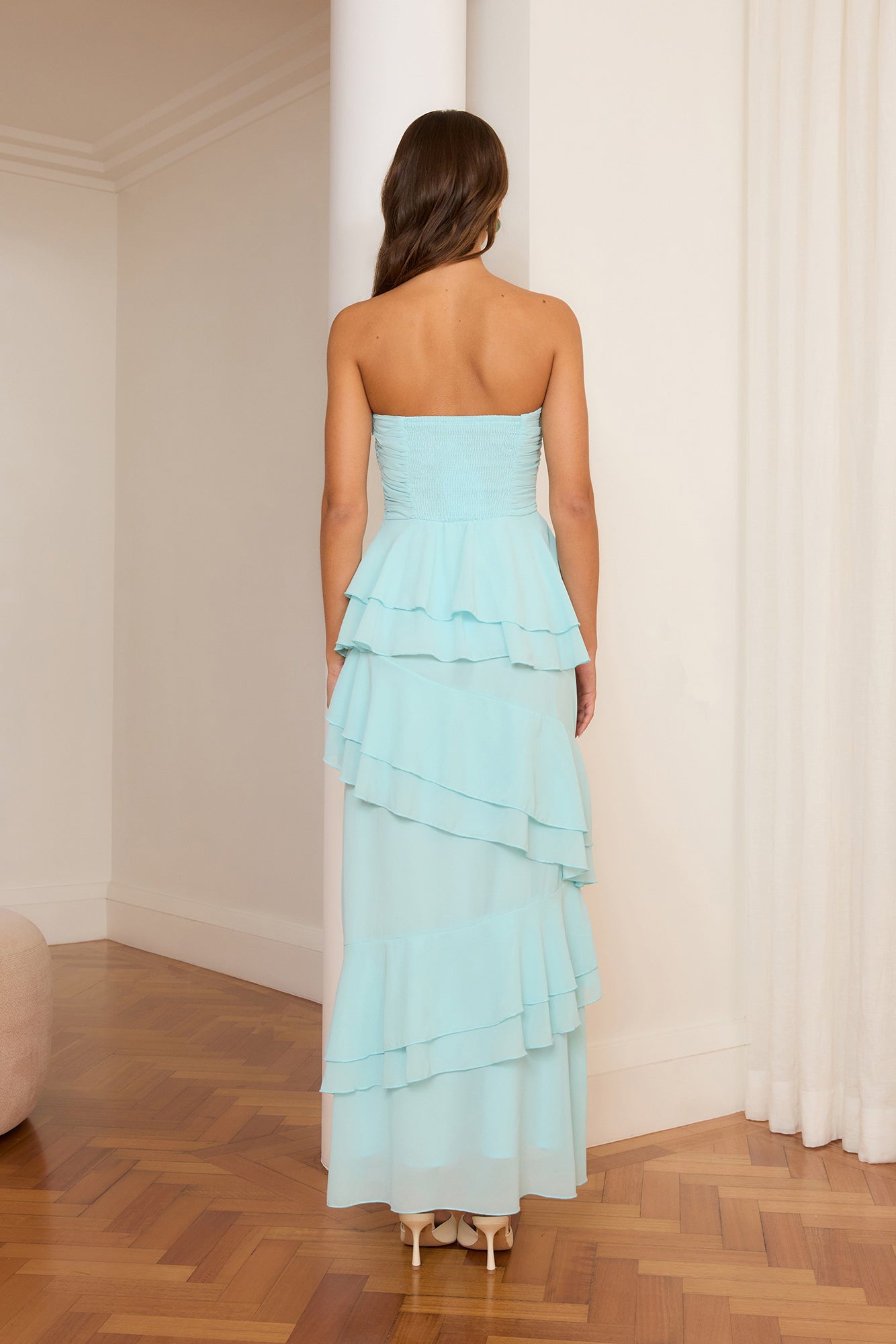 Tide and True Ruffle Maxi Dress Aqua