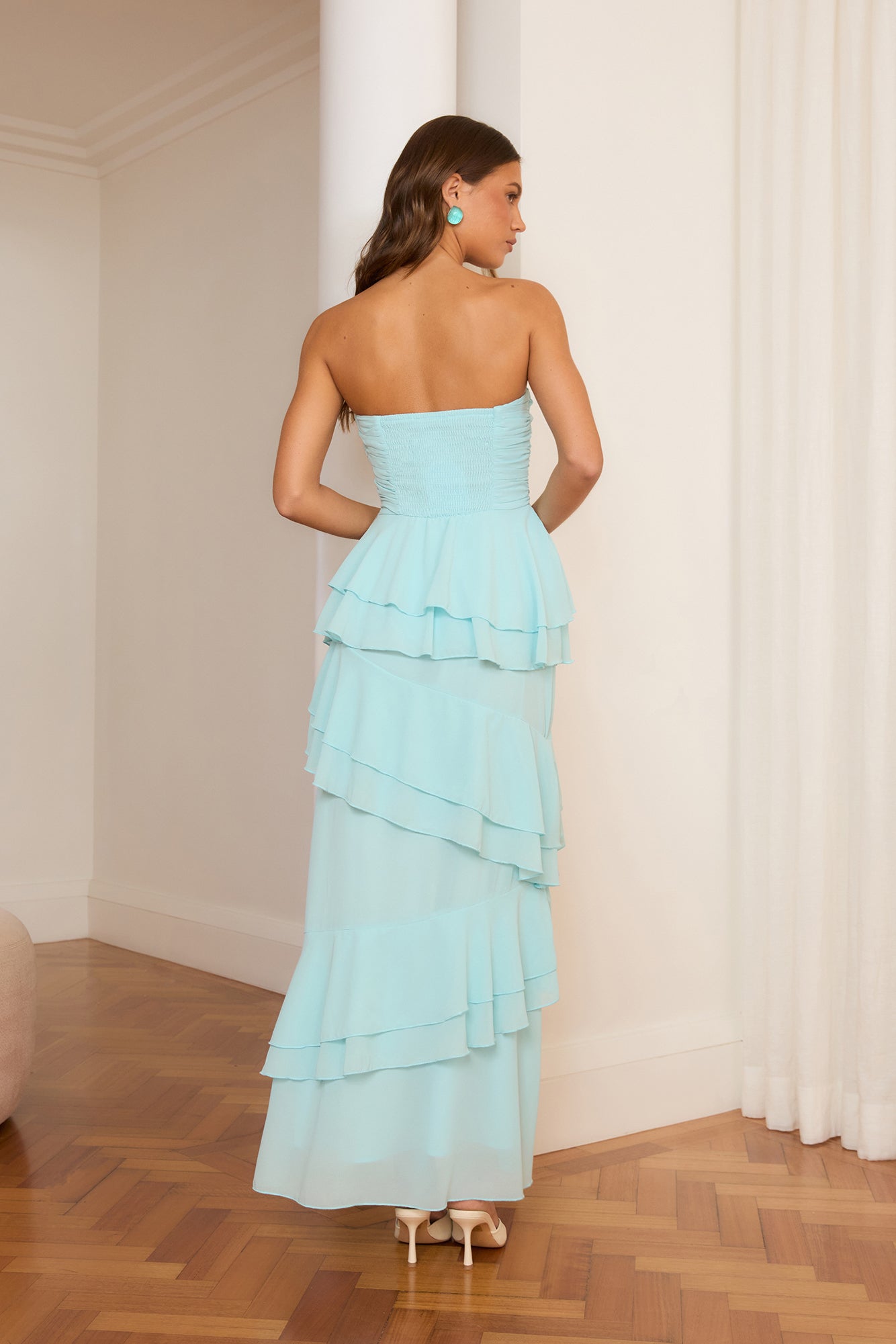 Tide and True Ruffle Maxi Dress Aqua