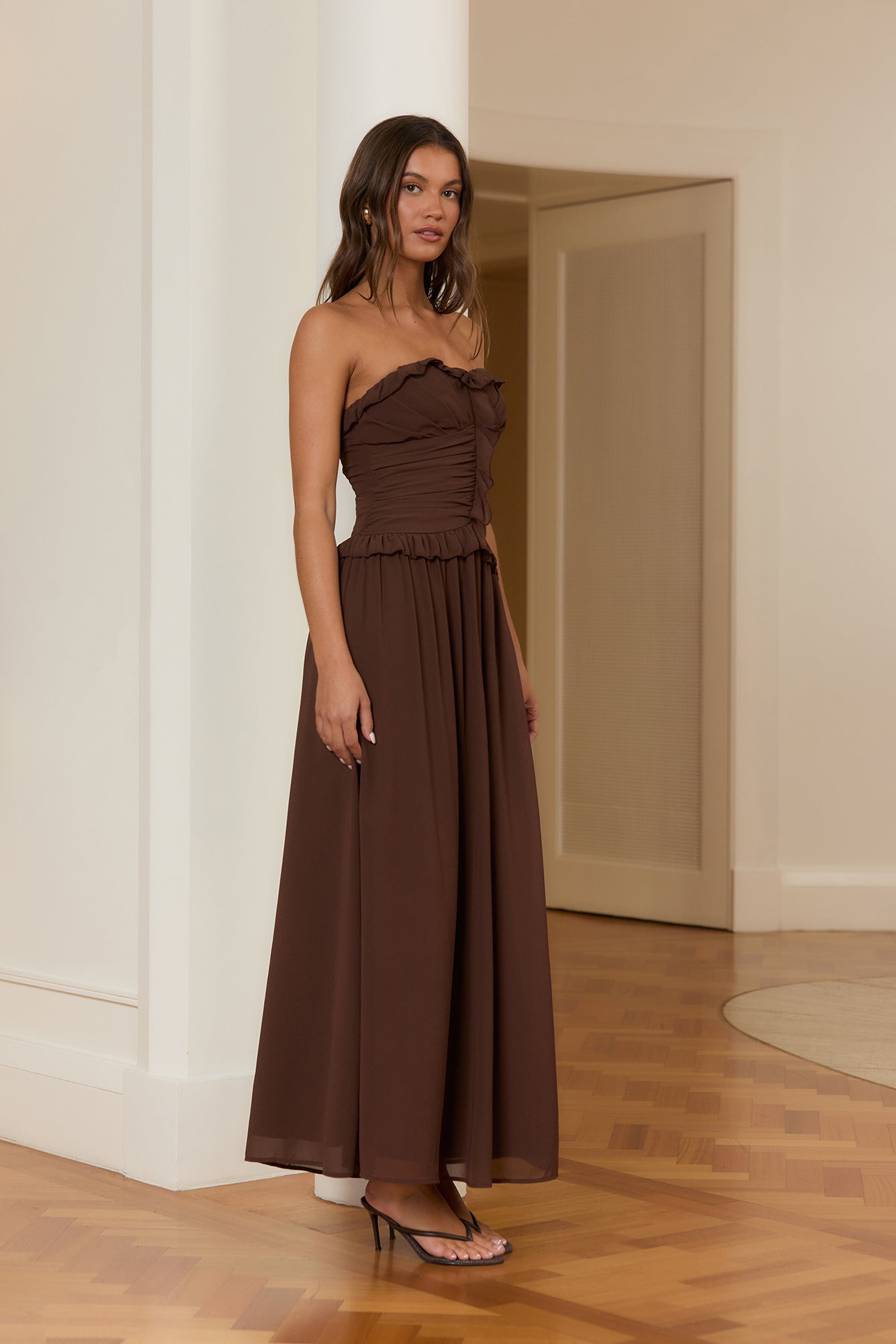 Stars From Ciel Strapless Maxi Dress Brown