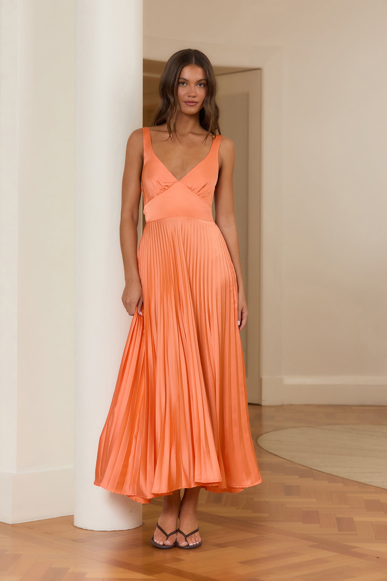 Sun Dancer Satin Maxi Dress Orange
