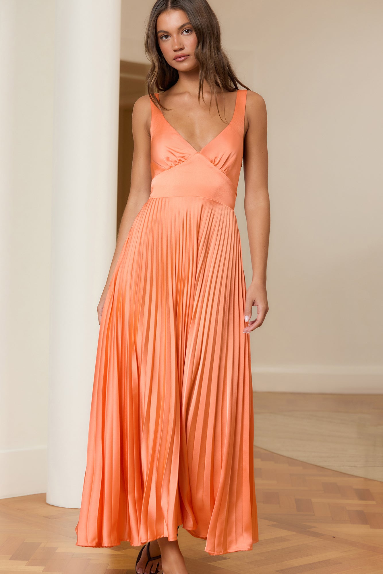 Sun Dancer Satin Maxi Dress Orange