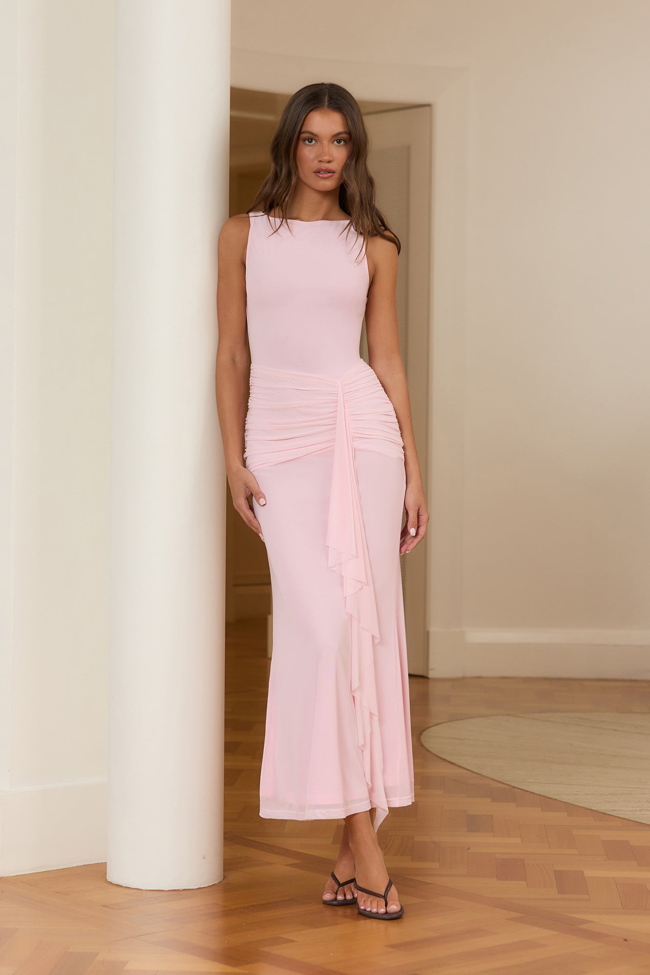 In Ambience Mesh Maxi Dress Pink
