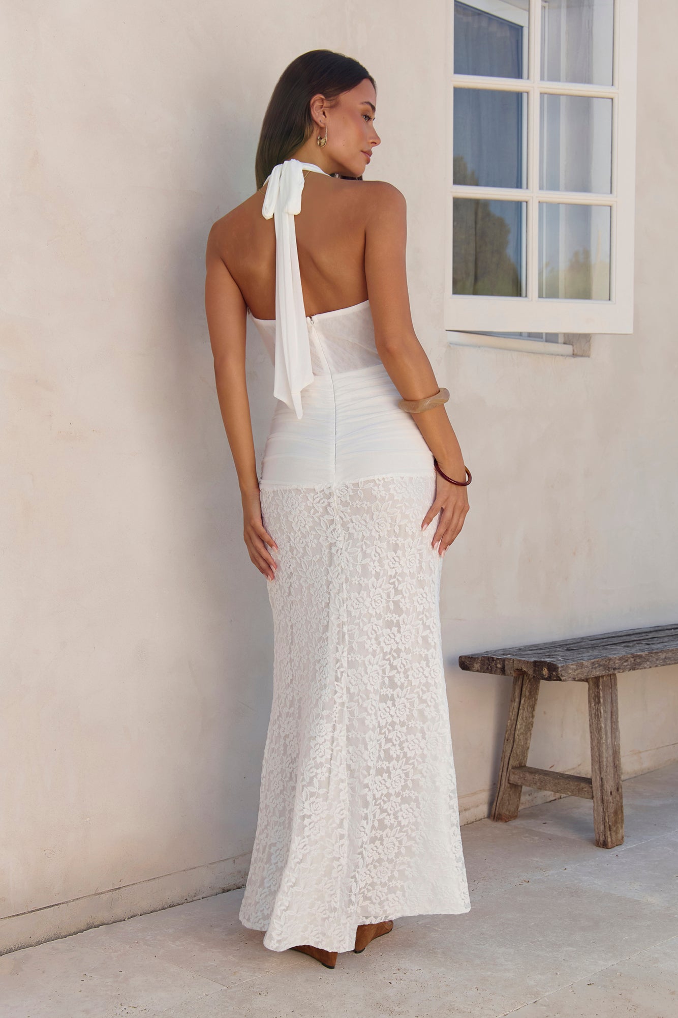 Fly To Paradise Mesh Halter Maxi Dress White | Fortunate One Fly To Paradise Mesh Halter Maxi Dress White | Fortunate One