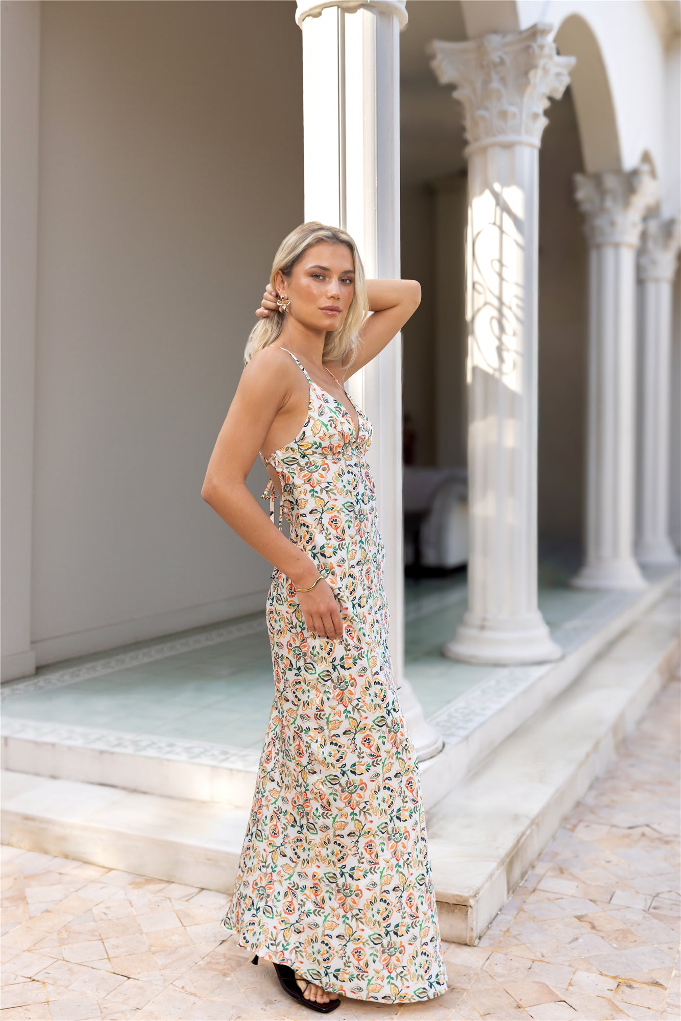 Floral Escape Satin Maxi Dress Multi | Fortunate One Floral Escape Satin Maxi Dress Multi | Fortunate One