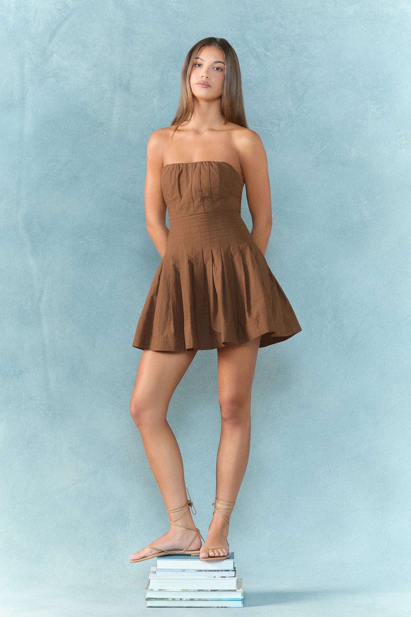 Days Of Romance Strapless Mini Dress Brown