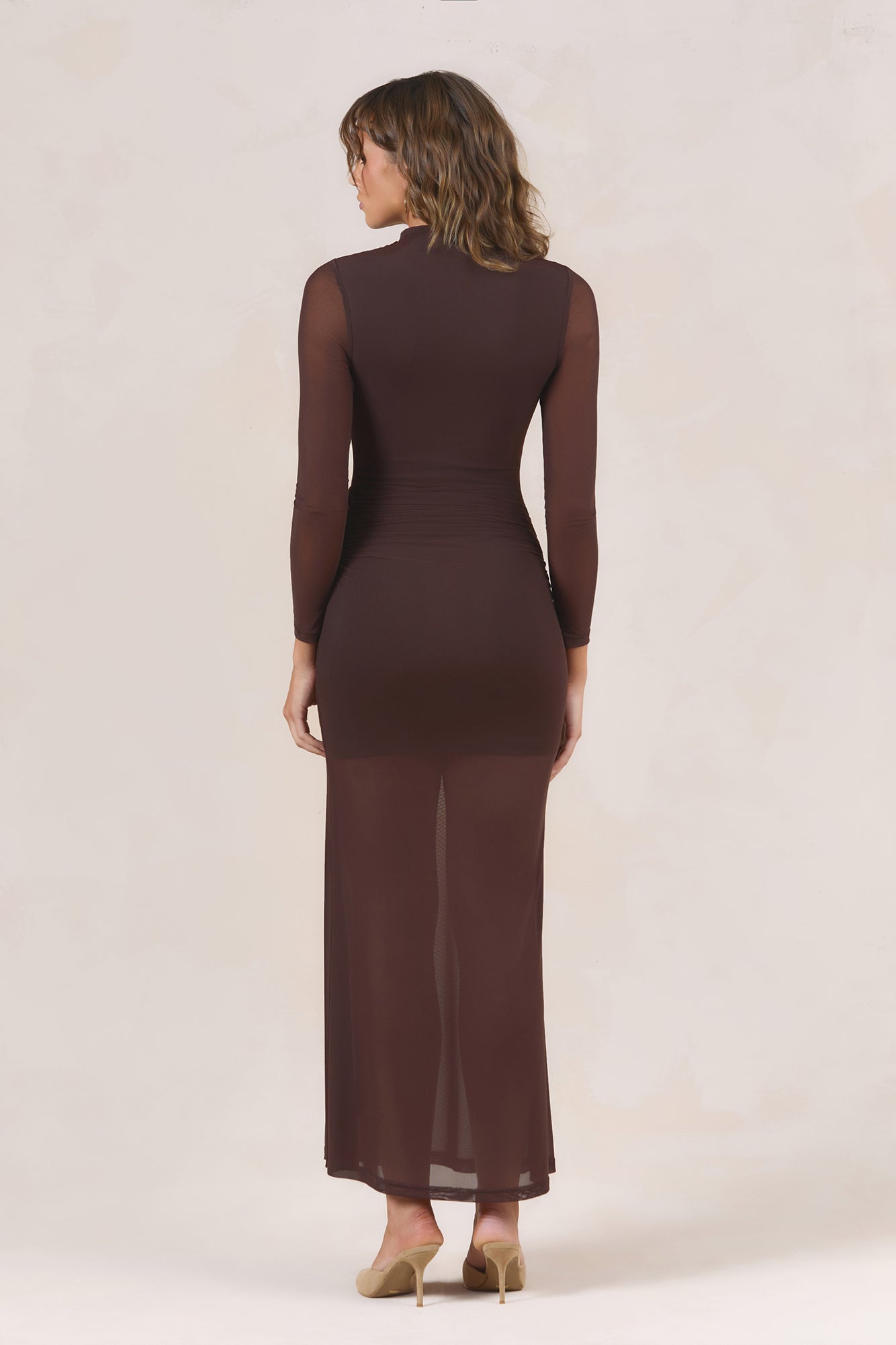 Bordeaux Dreams Long Sleeve Maxi Dress Chocolate