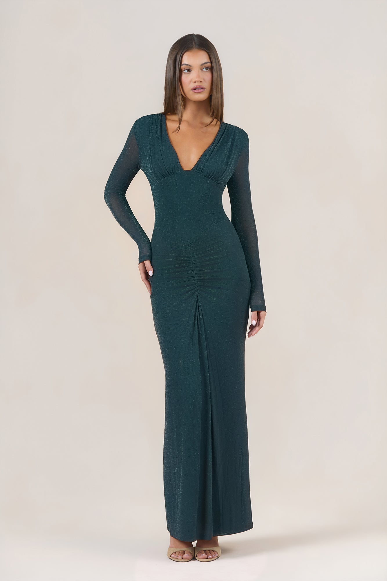 Pretty Effect Long Sleeve Maxi Dress Green