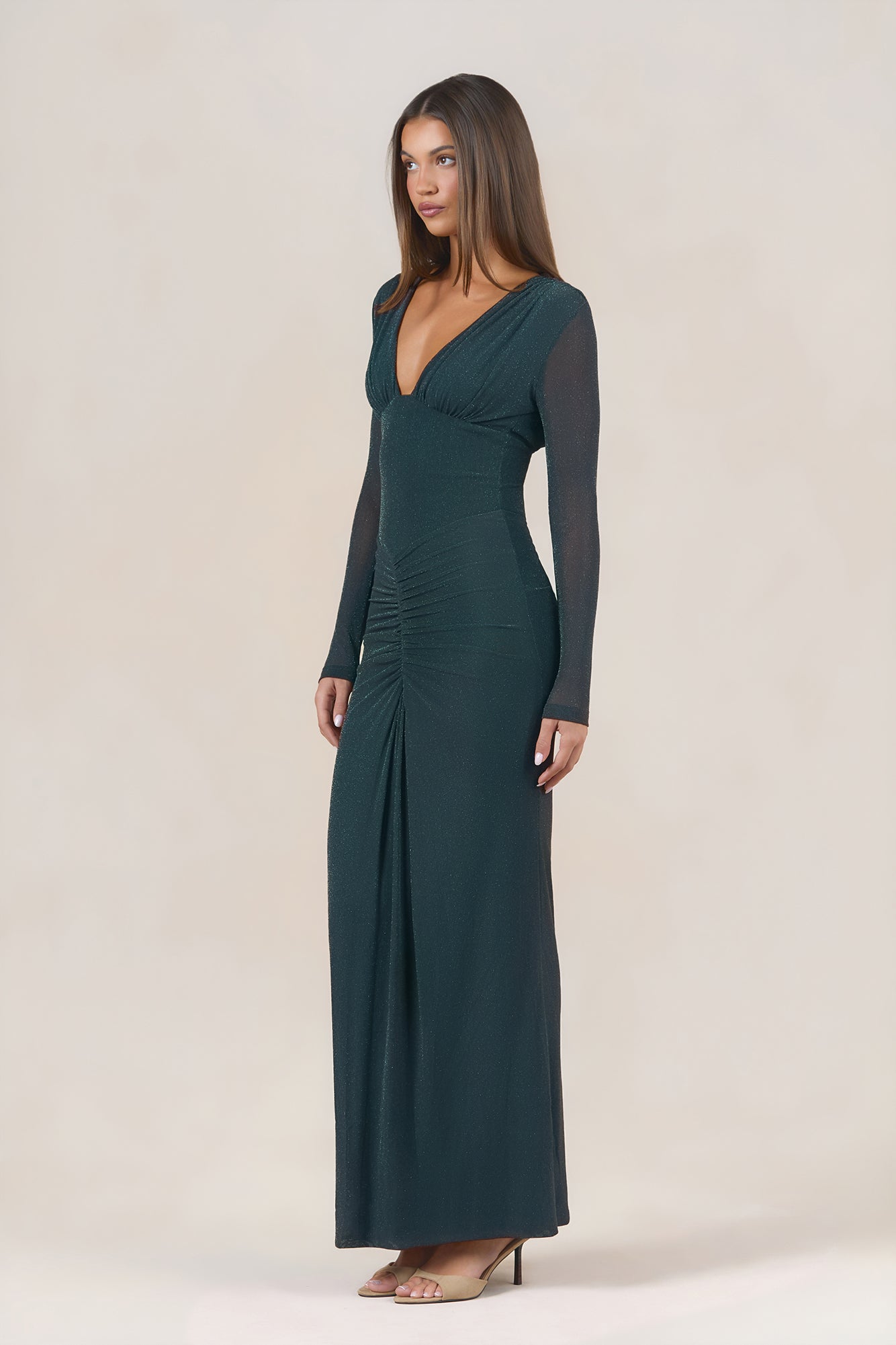 Pretty Effect Long Sleeve Maxi Dress Green