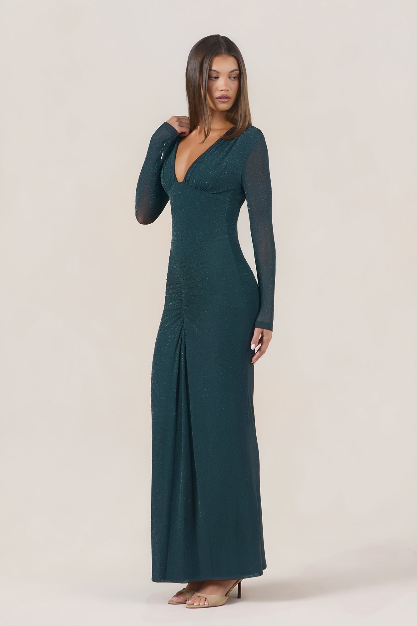 Pretty Effect Long Sleeve Maxi Dress Green