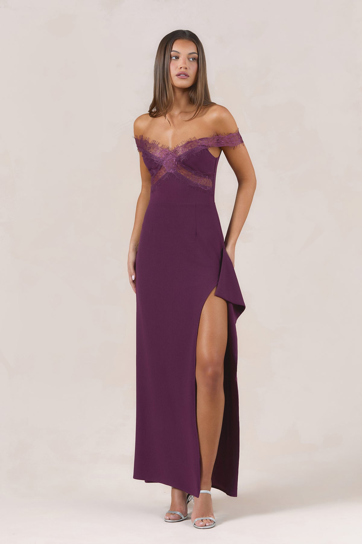 plum lace bridesmaid dresses Ethereal Off Shoulder Maxi Dress Size:16/48 x-colourCode:WHT Zapakasa Women Light Blue and satin fabric