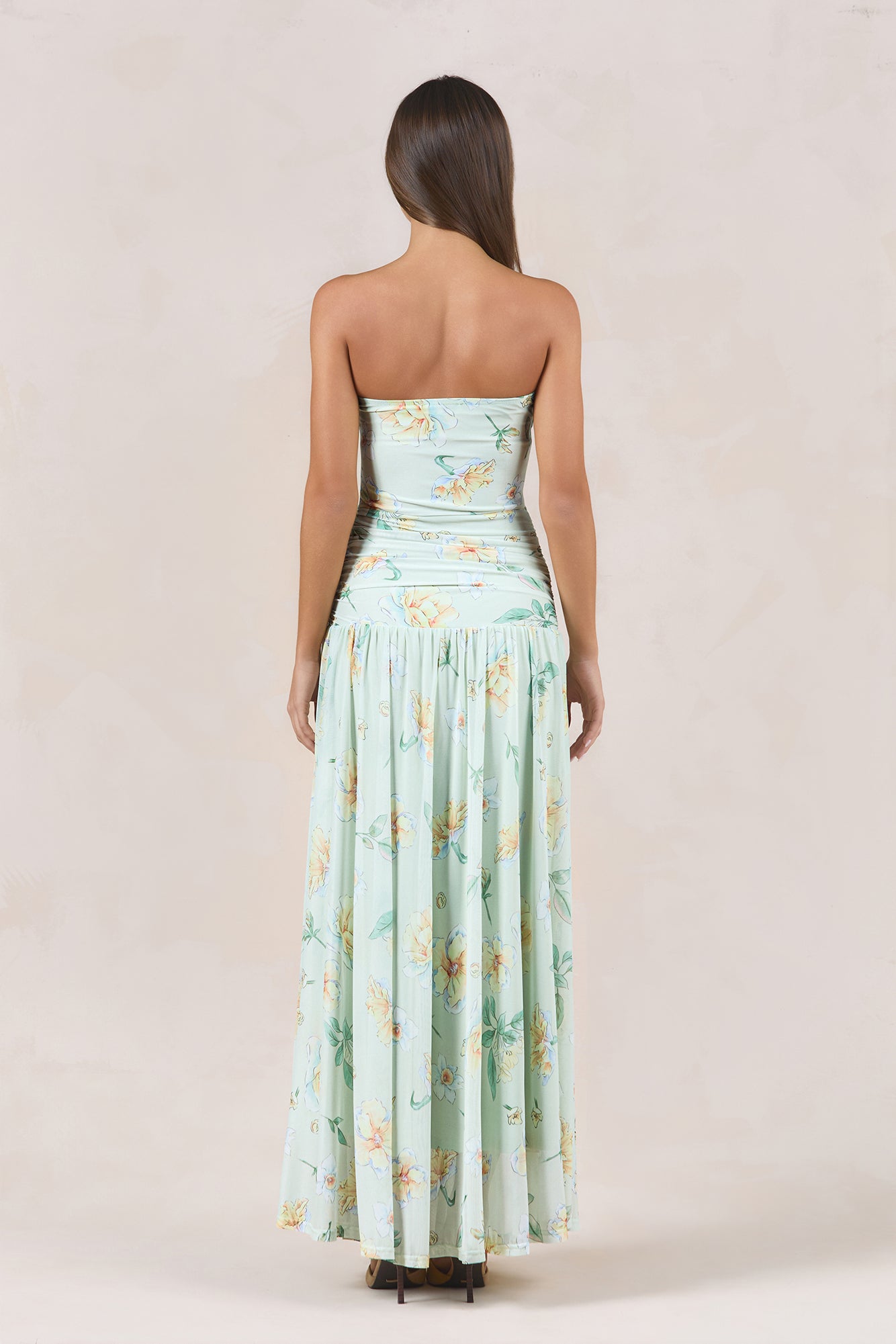 Sunlit Garden Strapless Maxi Dress Yellow