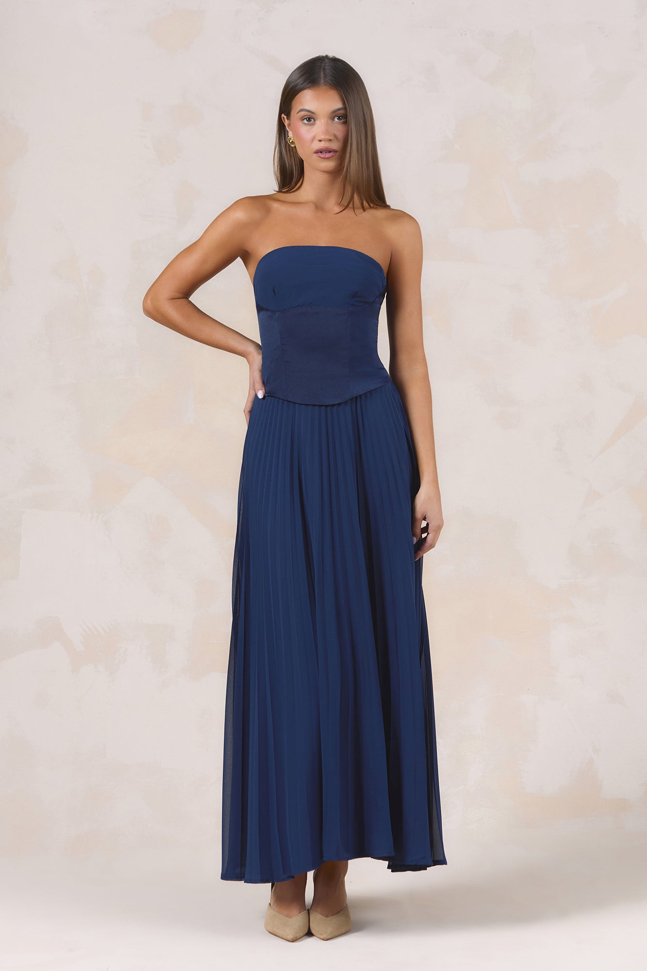 Starlight Symphony Strapless Maxi Dress Navy