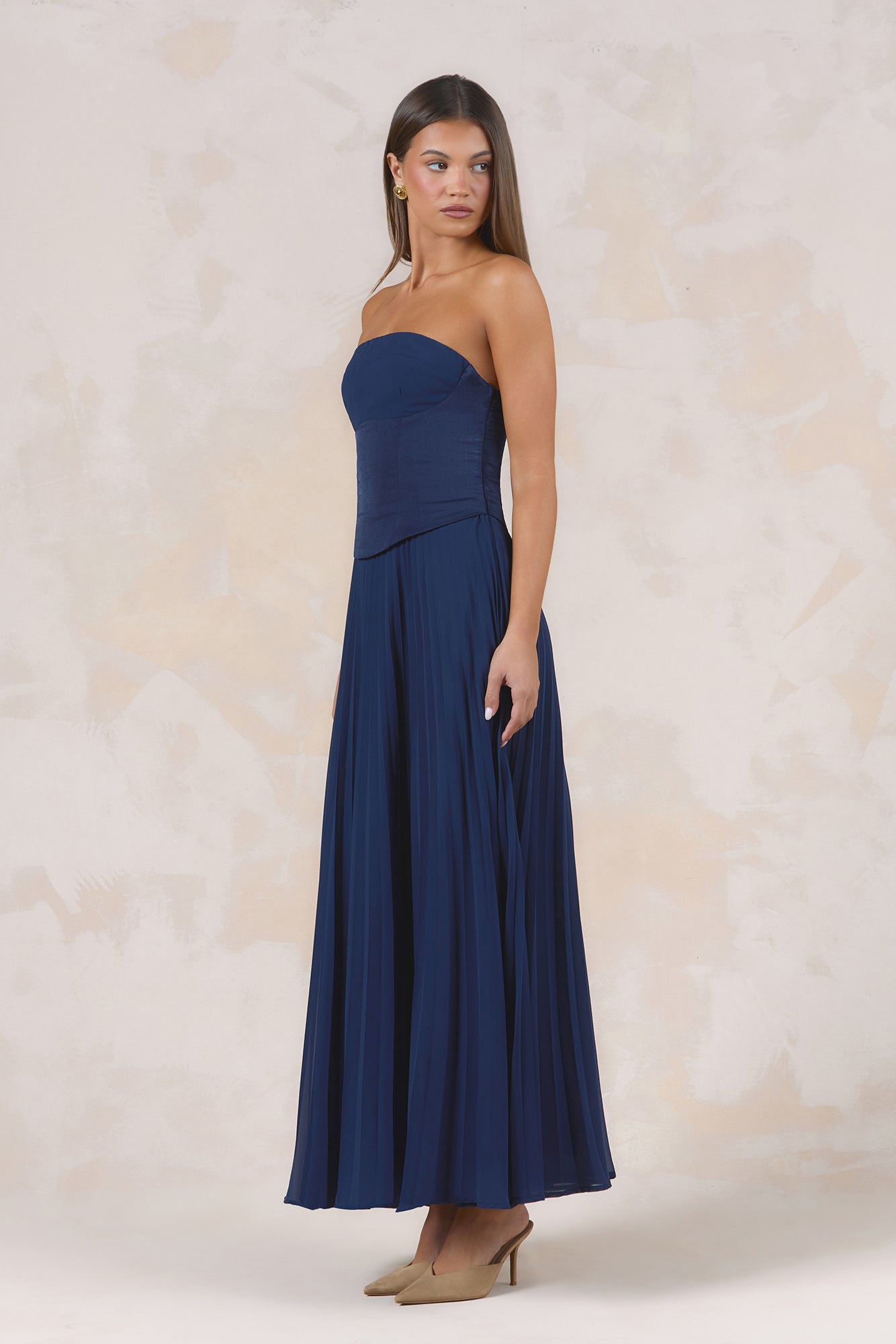 Starlight Symphony Strapless Maxi Dress Navy