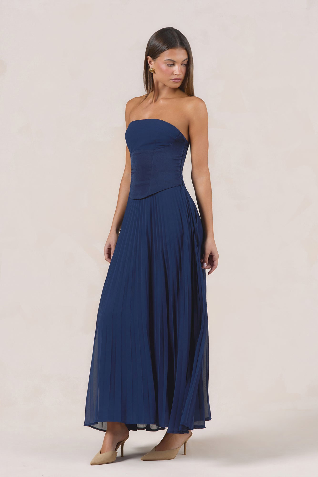 Starlight Symphony Strapless Maxi Dress Navy