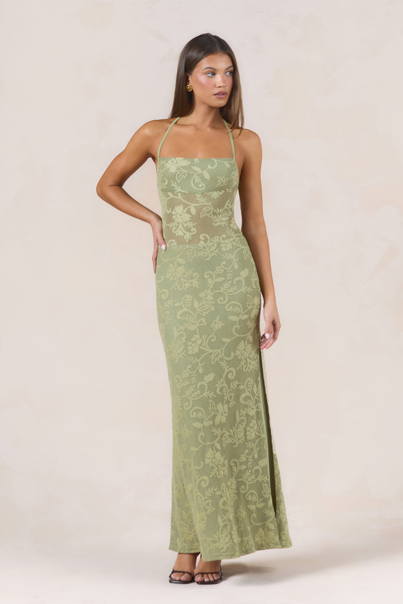 Doll Archive Halter Maxi Dress Sage