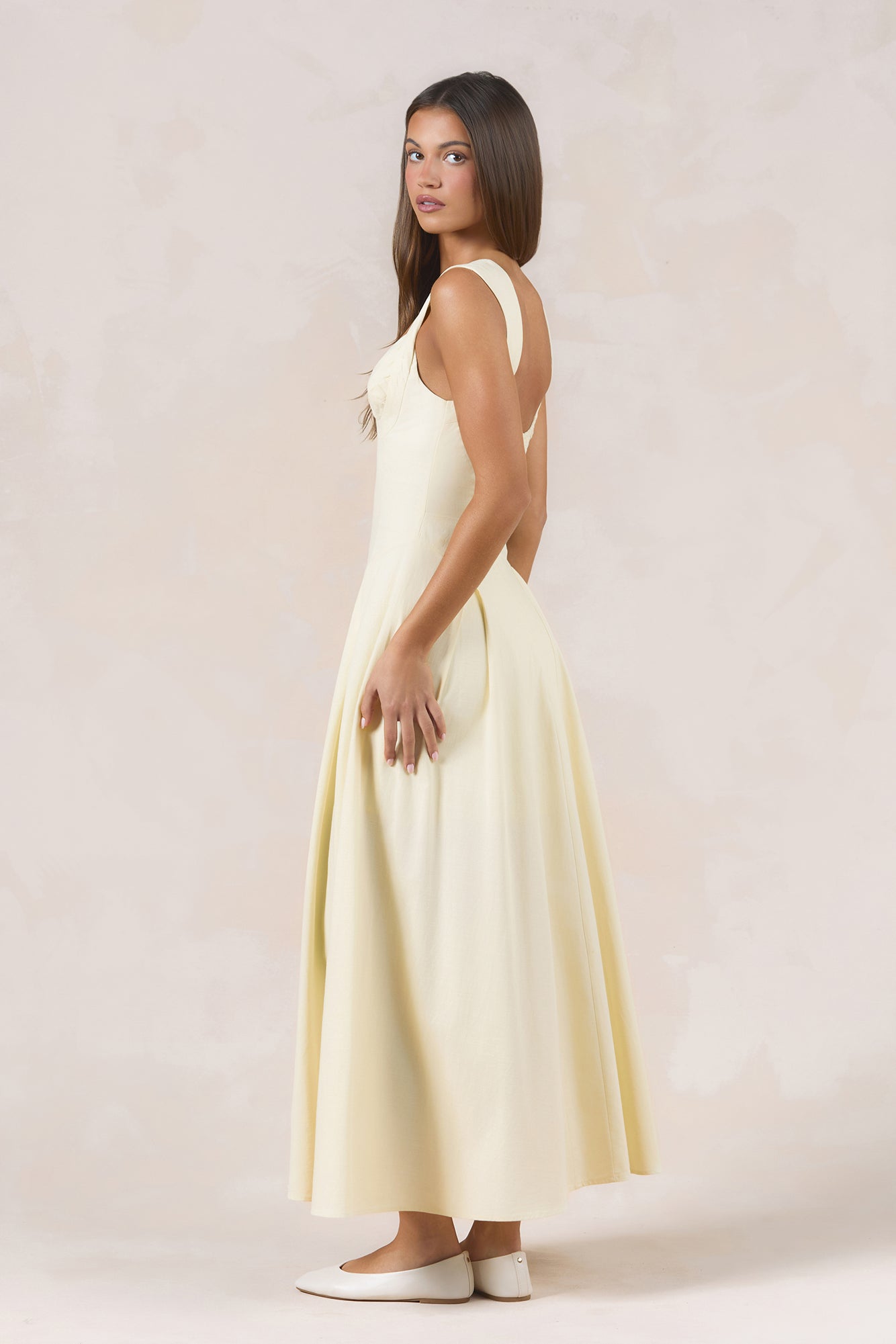 Sand Dune Serenity Midi Dress Yellow