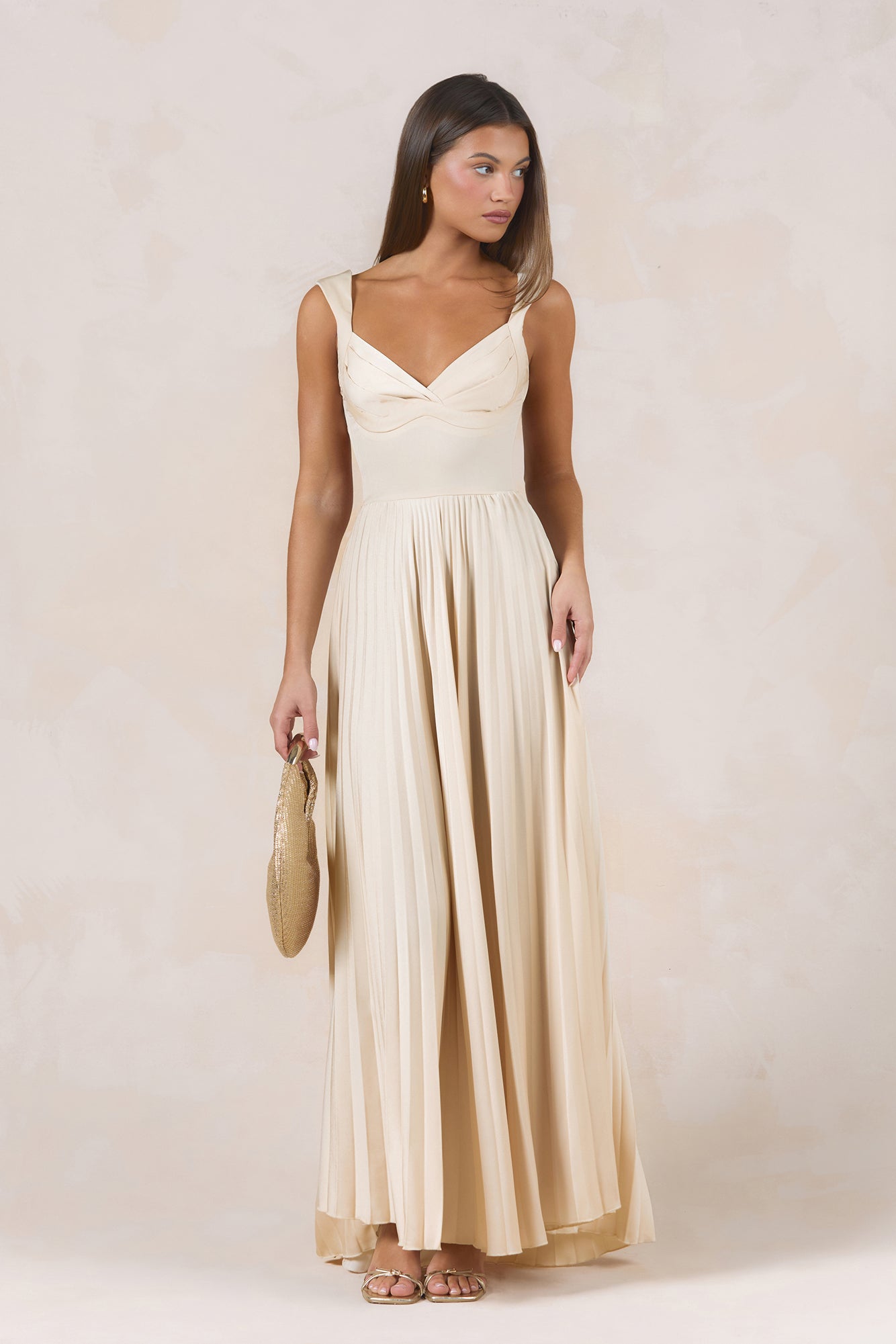 Song Of The Sky Plisse Maxi Dress Champagne