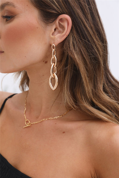 Linked To You Earrings Gold