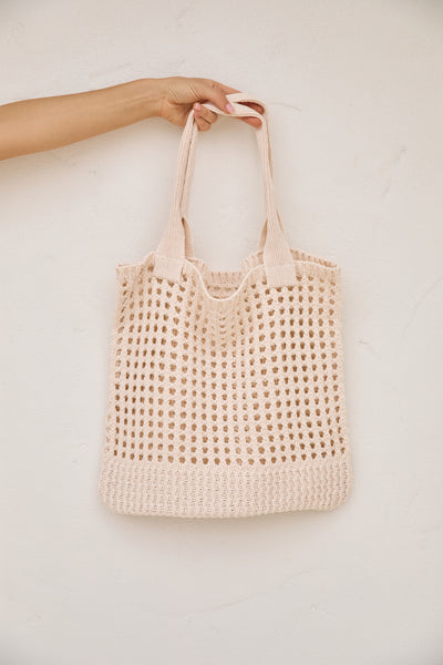Beachside Vacay Knitted Tote Bag Cream