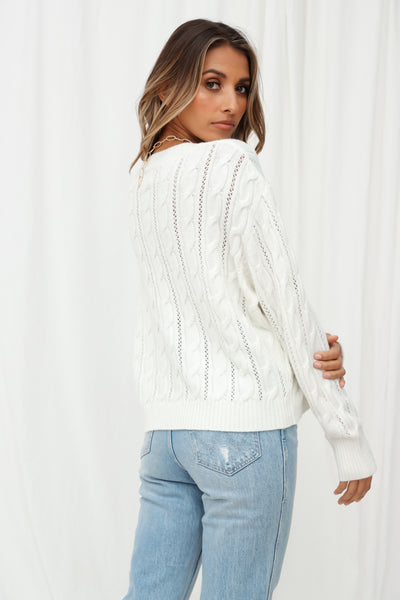 Liliyana Cable Knit Cardigan White
