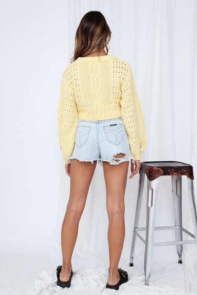 Twin Moons Crop Knit Yellow