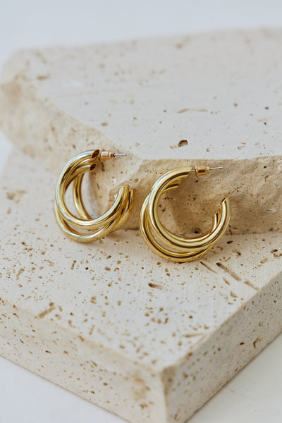 Life In Threes Earrings Gold