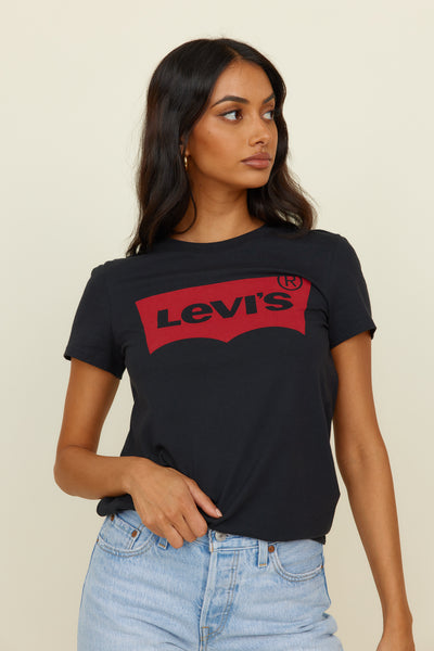 LEVI'S Logo Perfect T-Shirt Large Batwing Black