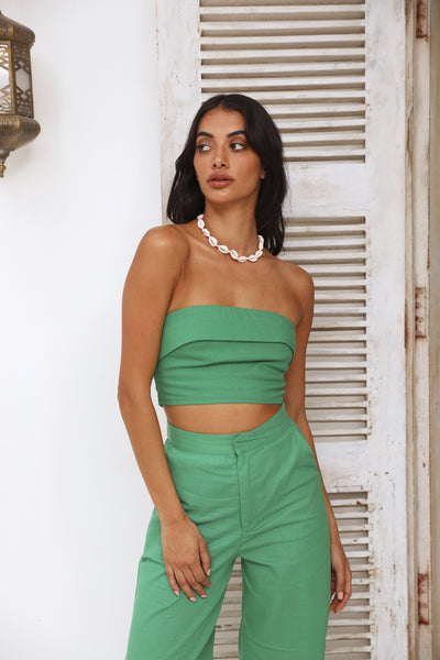 In Hindsight Crop Top Green