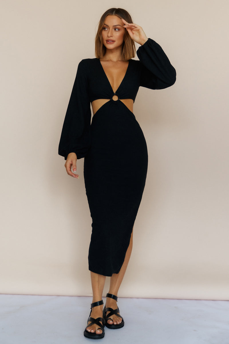 black dress long sleeve open back Aurelie Long Sleeve Lace Mini Dress - Black
