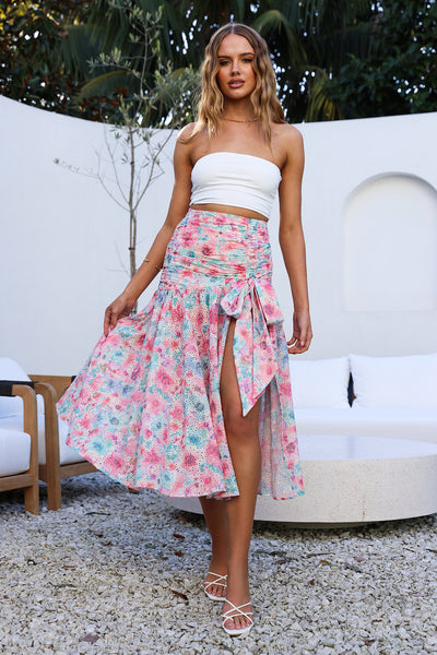 HELLO MOLLY Picnic In The Summer Maxi Skirt Pink