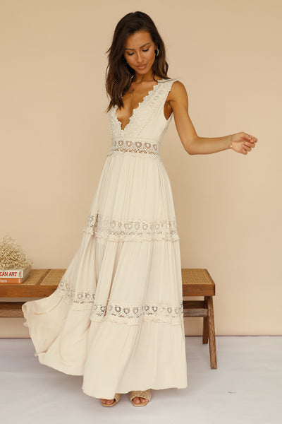 Playing Games Maxi Dress Beige